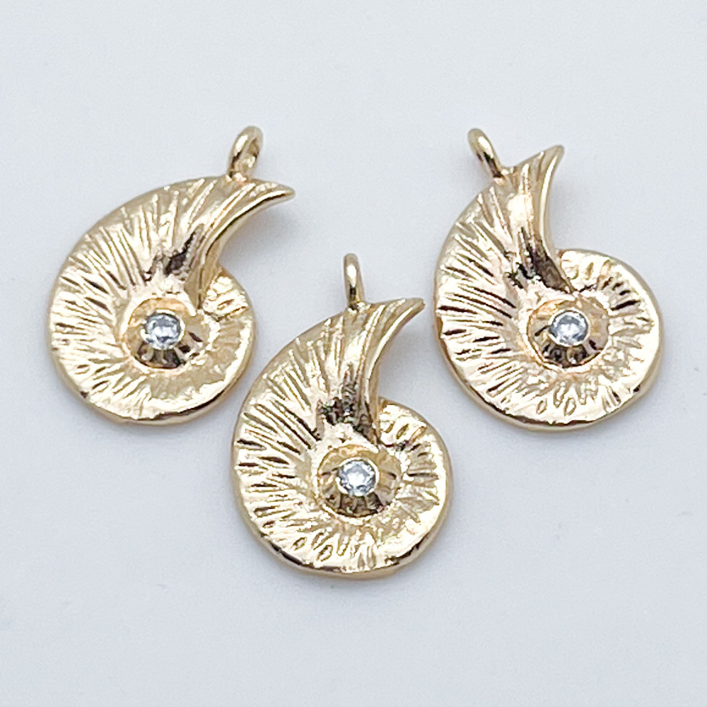 Подвеска Ракушка, цвет золото, фианит, размер 17*11 мм, цена за 1 шт