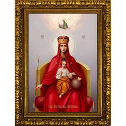 Державная икона Божьей Матери на холсте.