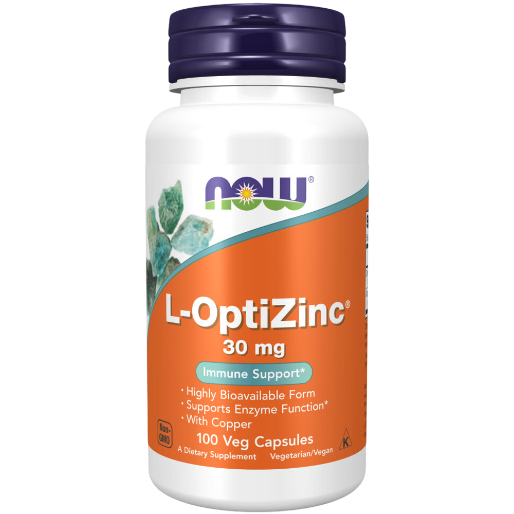 Now Foods L-OptiZinc 30 mg 100 veg capsules, Цинк