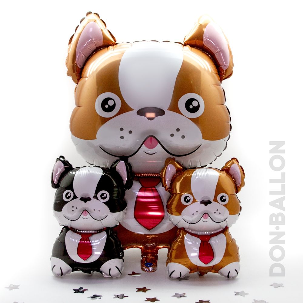 Шар (12"/30 см) Мини-фигура, Бульдог, Черный