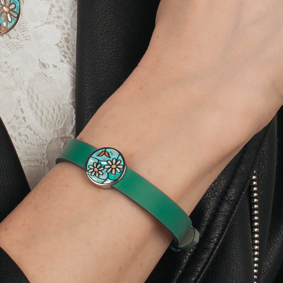 Браслет Fiore Luna на кожаном зеленом ремешке CB03790-5 S