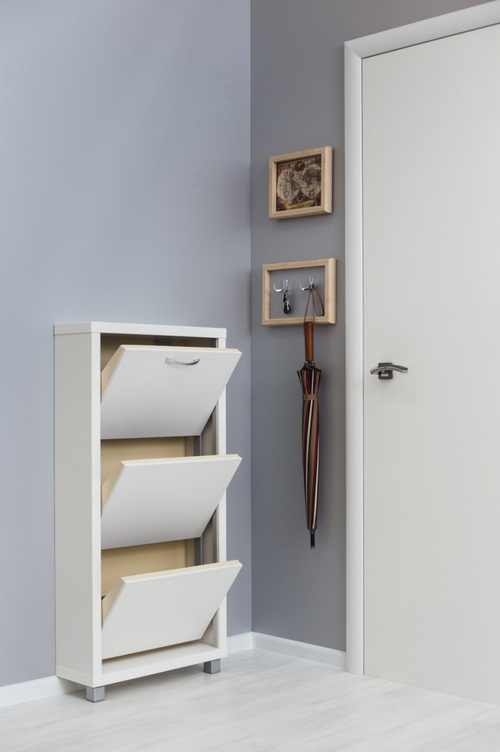 Обувница в прихожую компактная для обуви Люкс 3 фасад лдсп белая