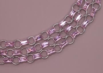 Цепь кристалл розовая 11 мм(3х5 мм)