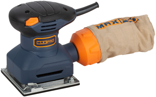 MAX-PRO Шлифмашина вибрационная 230 Вт, 13500об/мин, 115х100мм, алюминиевая подошва, пылезащитный выкл., зажим, резиновые вставки, 1,2 кг, коробка 85235