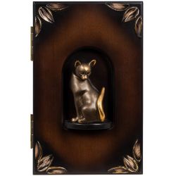 Полка - ключница Кошка Грация Орех Бронза