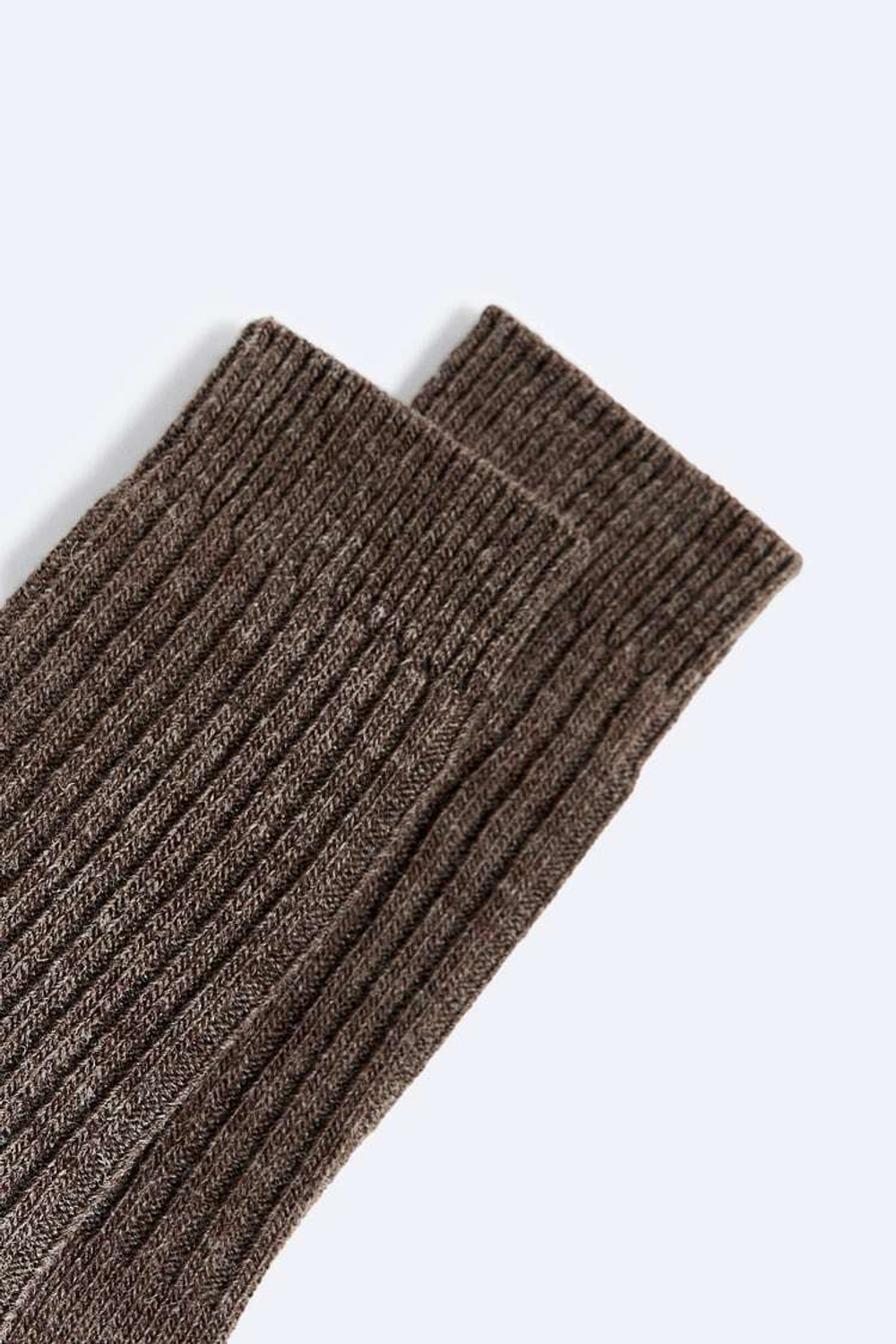 ZARA НОСКИ ИЗ РЕЛЬЕФНОЙ ТКАНИ В РУБЧИК, КОРИЧНЕВЫЙ