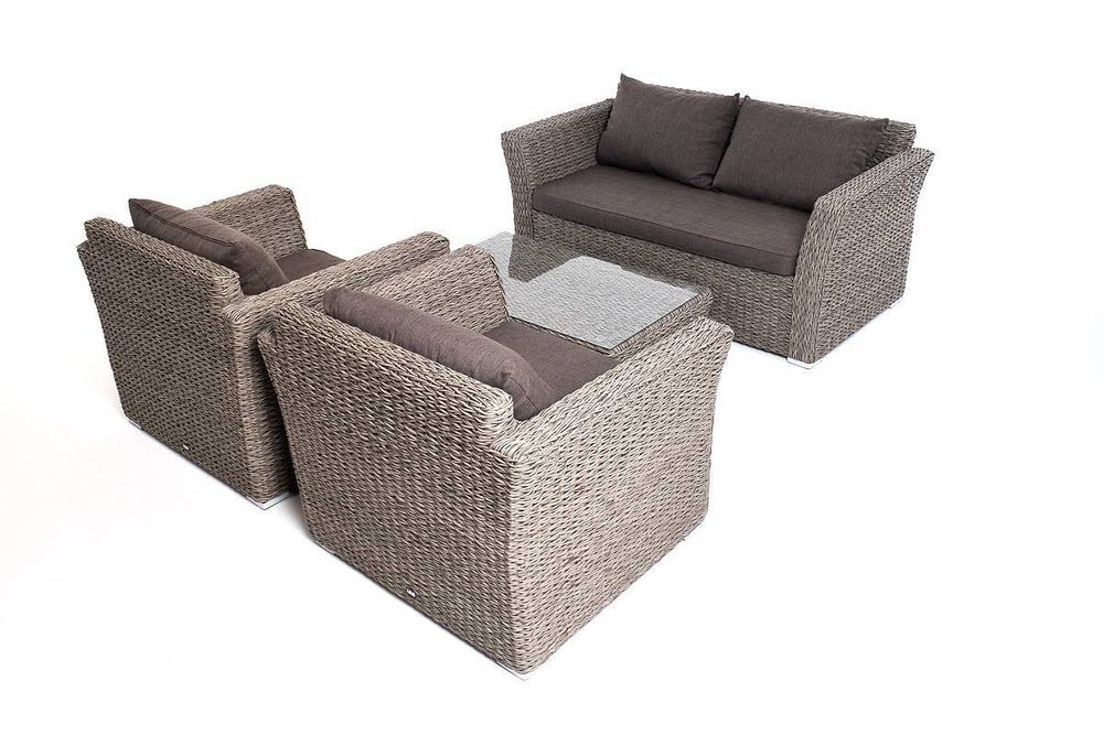 "Капучино сингл" лаунж-зона из искусственного ротанга (гиацинт), цвет серый