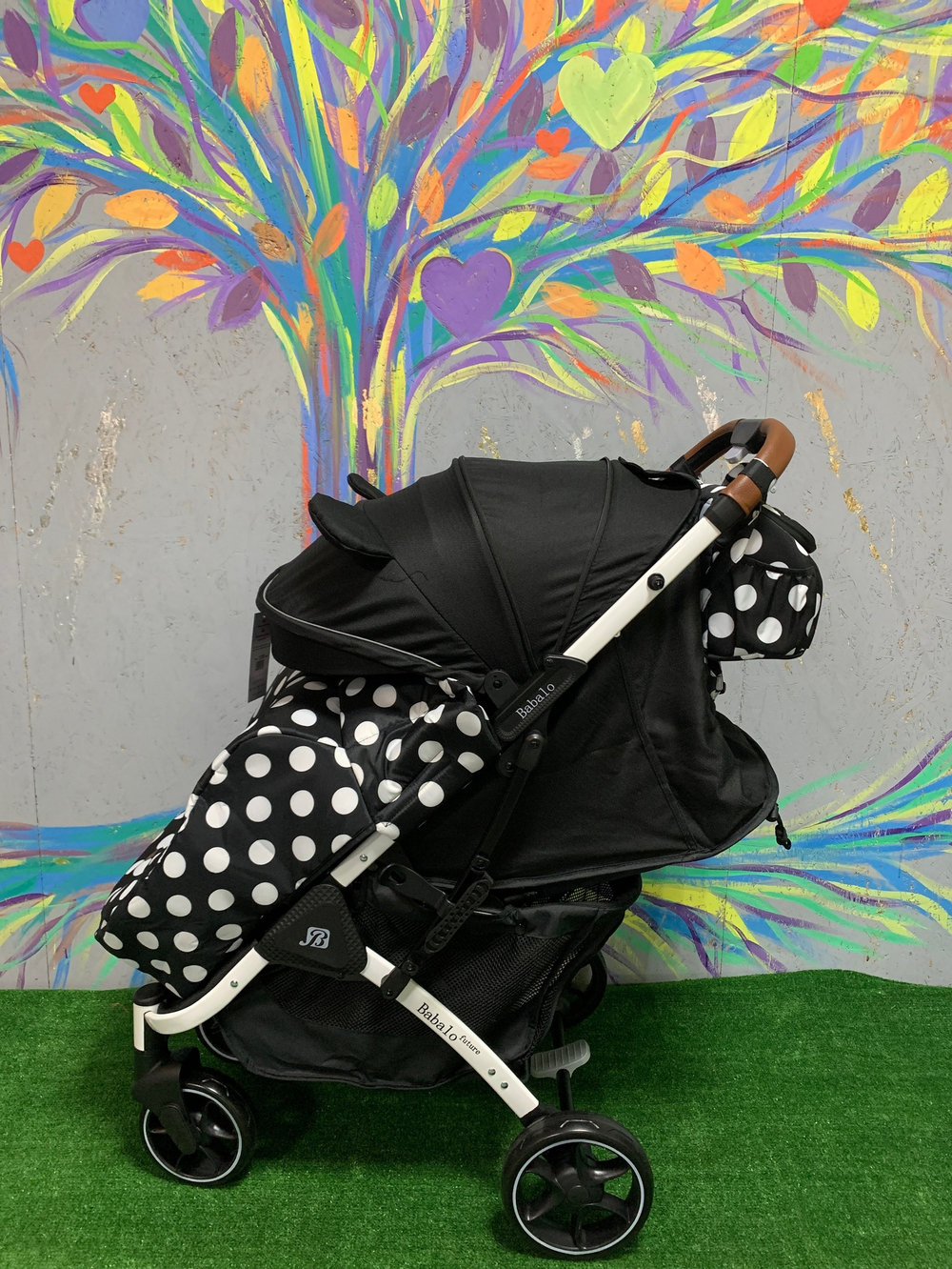 Коляска прогулочная Babalo 2022 Микки маус текстиль на белой раме с сумкой