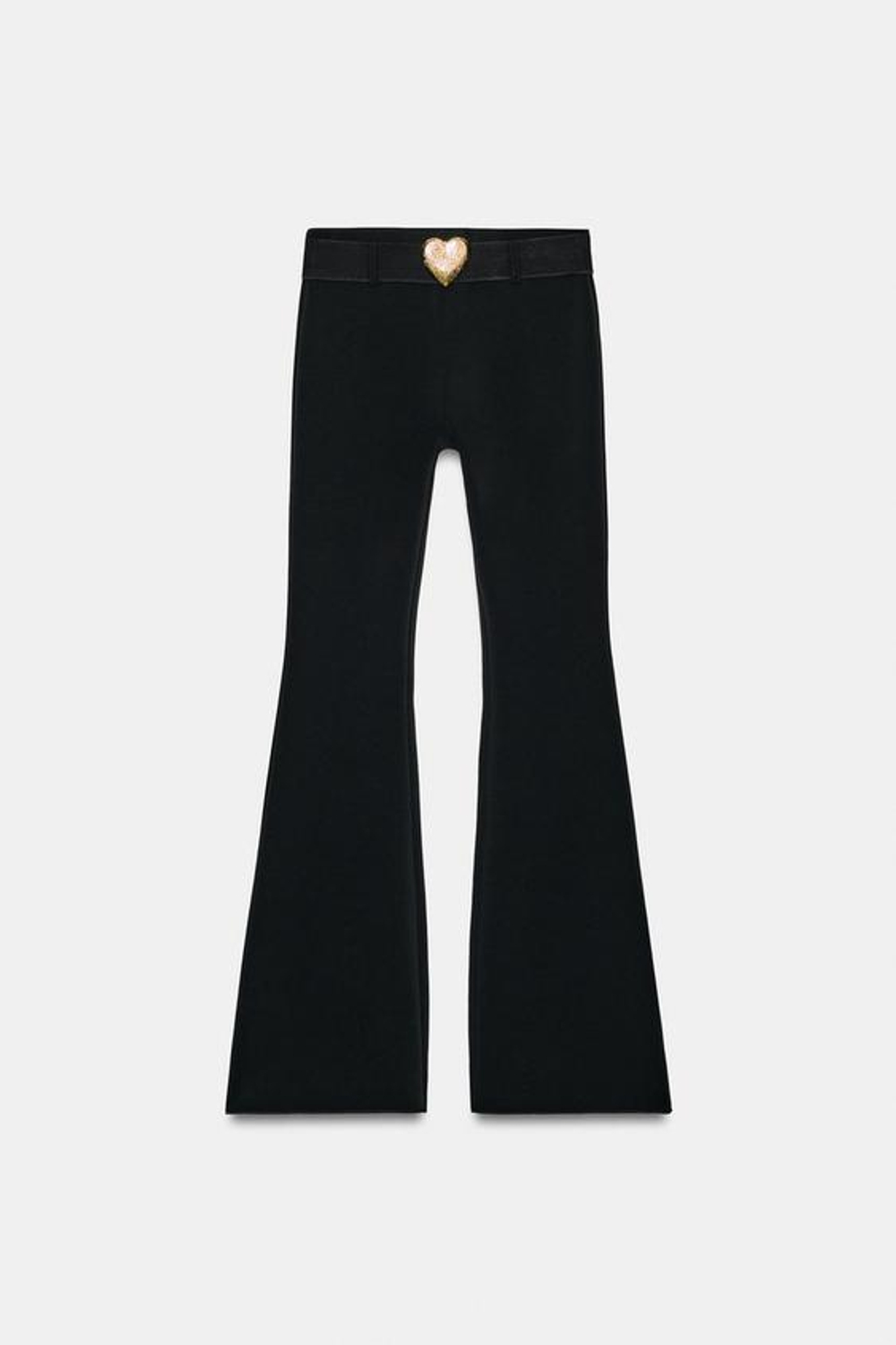 ZARA ЭЛАСТИЧНЫЕ БРЮКИ С ПОЯСОМ В ВИДЕ СЕРДЦА, ЧЕРНЫЙ