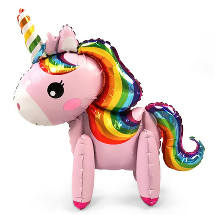 К Ходячая Фигура Единорог Радужный Розовый (23''/58 см)