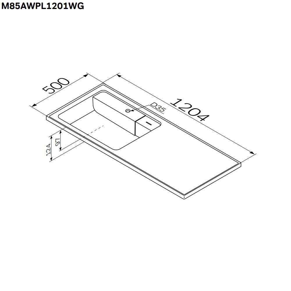 Раковина мебельная над стиральной машиной, левая, 120 см AM.PM X-Joy M85AWPL1201WG белая