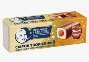 СЫРОК ТВОРОЖНЫЙ ПАСТУХОВ МОЛОЧНЫМ ШОКОЛАДОМ С НАЧИНКОЙ КОНДИТЕРСКОЙ ВАРЕНАЯ СГУЩЕНКА М.Д.Ж.26% 40ГР