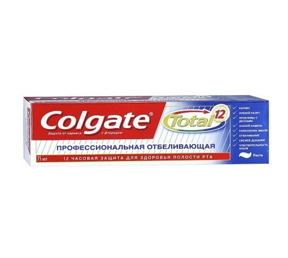 Colgate Паста зубная Total 12 Профессиональная отбеливающая, 75 мл