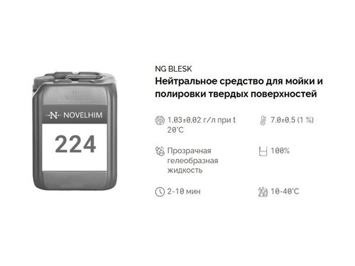 224 NG Blesk Нейтральное средство для мойки и полировки твердых поверхностей. Канистра 20л.