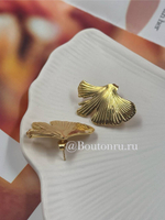 Серьги золотистые маленькие листья Гинкго