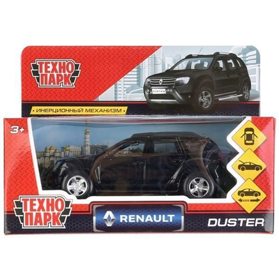 Модель ин. мет. "Renault Duster" 12см, открыв. двери, черный в коробка DUSTER-BK (Технопарк)