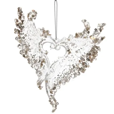 Подвеска «Крылья любви» 13 см, Белый/Золотой блеск