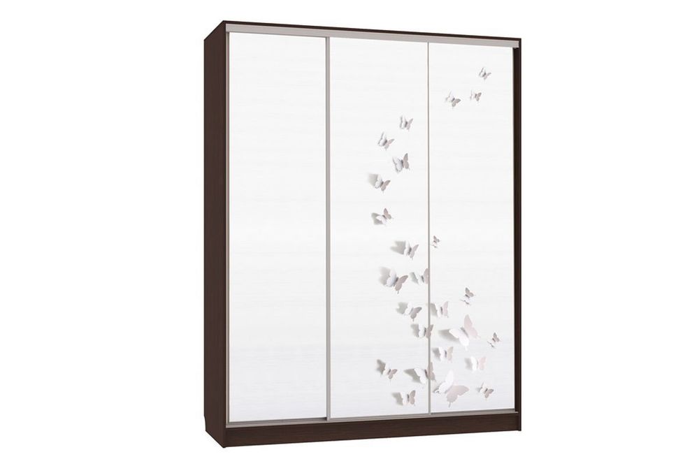 Шкаф-купе "Бассо-7 600 Бабочки 2" (венге), ЛДСП 16 мм, Мебельсон