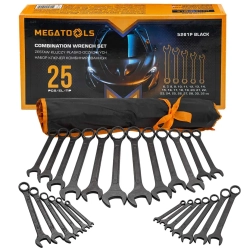 Ключи комбинированные, набор 25пр. (6-28, 30, 32мм) MEGATOOLS MT-5261P BLACK
