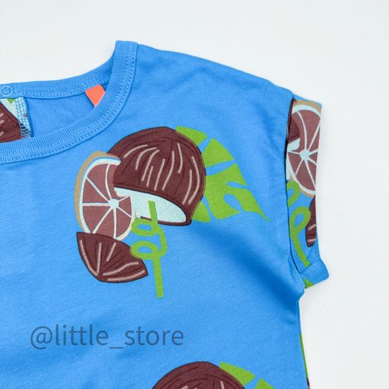 Футболка из футера (тонкого) Moi Noi, Кокосы на Ярко-синем