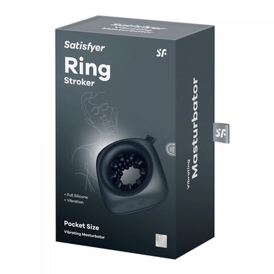 Черный мужской вибромассажер Ring Stroker (Цвет: черный)