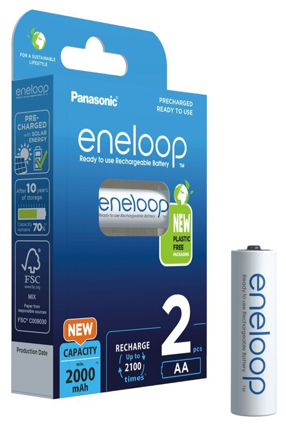 Аккумулятор Panasonic Eneloop BK-3MCDE/2BE 2000 mAh 2шт AA