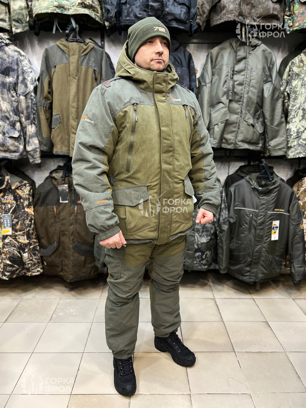Костюм зимний PRIDE Магнум -45°C, полукомбинезон, Исландия, хаки