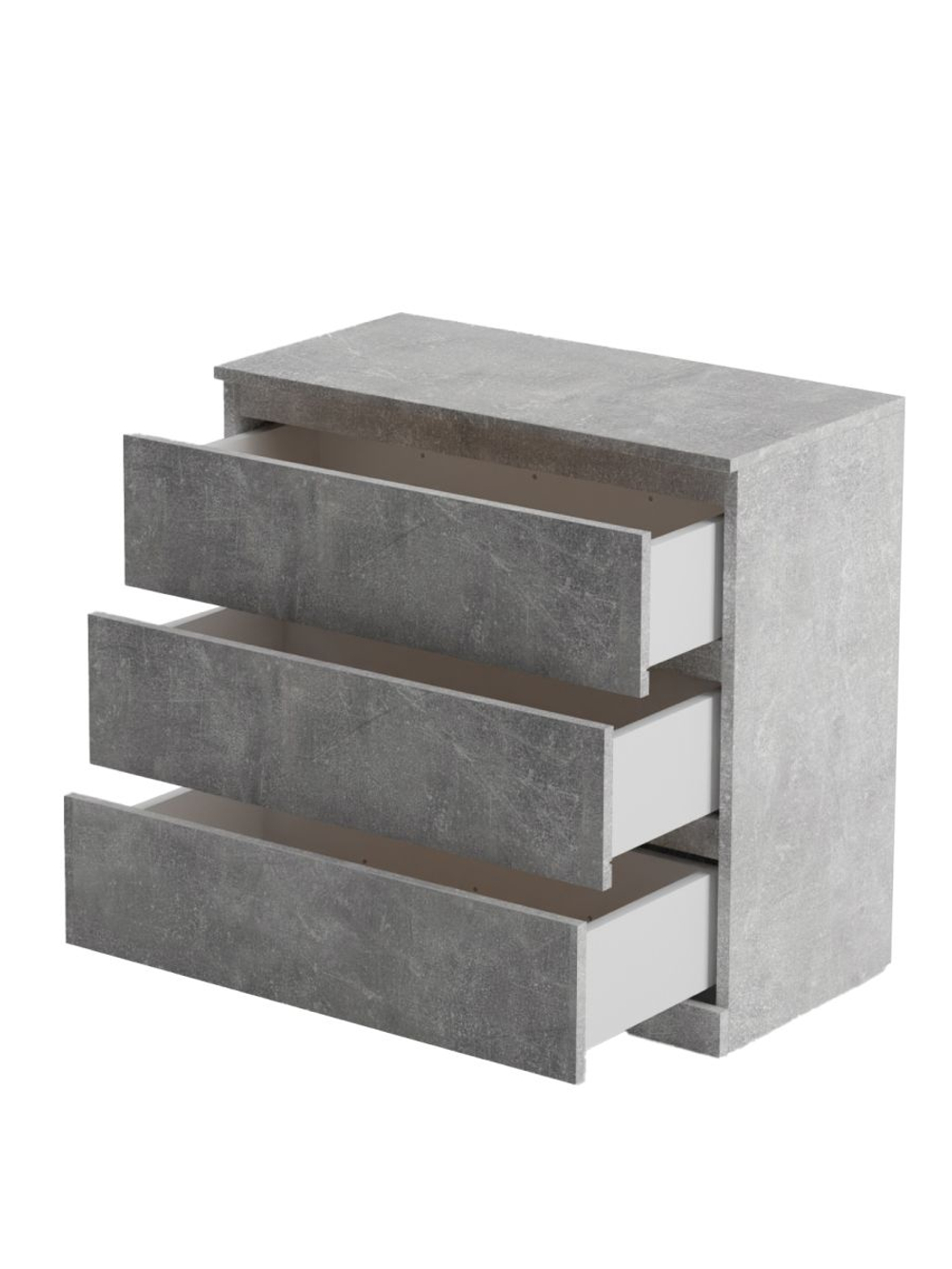 Комод 70x35x67 Марм, для одежды и хранения вещей, 3 ящика без скосов, серый бетон, Dipriz