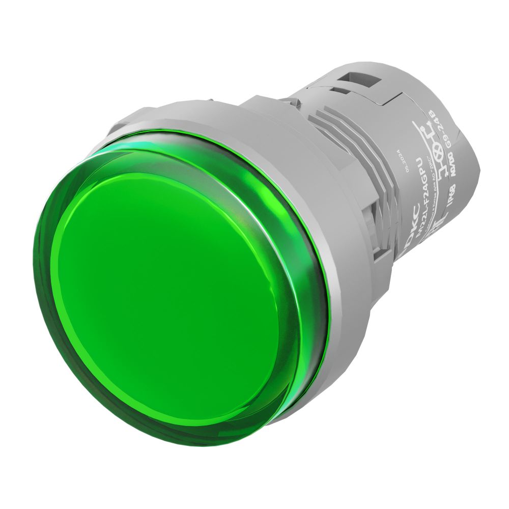 Сигнальный индикатор со встроенным диодом 24В, зеленый, зажим Pish-In