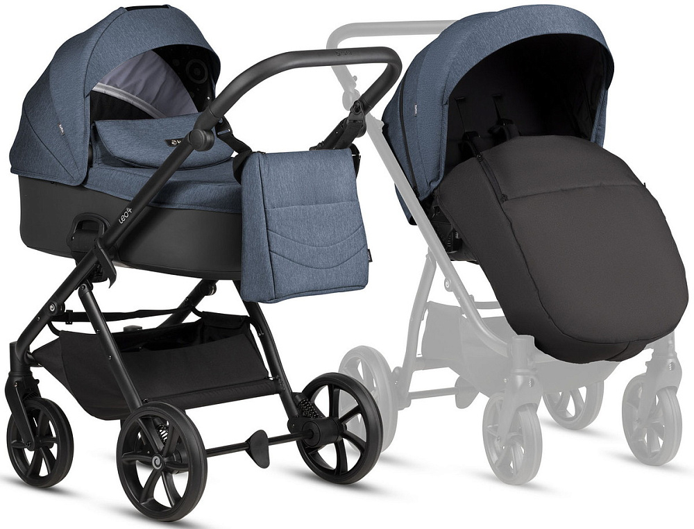 Детская коляска Tutis Leo 3 Plus 4 в 1 с автокреслом Beno Black и базой 1582288 Deep Blue