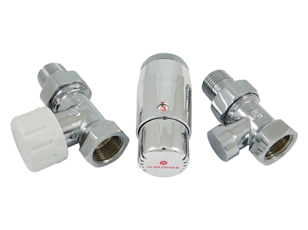 Комплект узла нижнего подкл SCHLOSSER прямой STANDARD MINI 1/2quot; (хром) с термоголовкой MINI DIAMANT М30х1,5