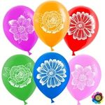 Шар (12"/30 см) Цветы, Ассорти, пастель, 2 ст 25 шт.