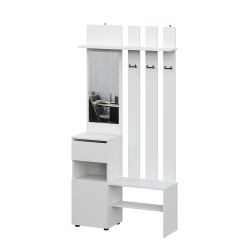 Вешалка с зеркалом Денвер, Белый