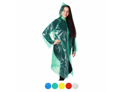Дождевик плащ глянцевый с кнопками, ПЭ 110*65см 25мкр, 5 цветов, INBLOOM (300шт/кор)  Х