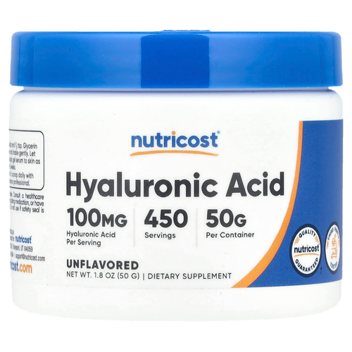 Nutricost, Гиалуроновая кислота, без добавок, 50 г (1,8 унции)