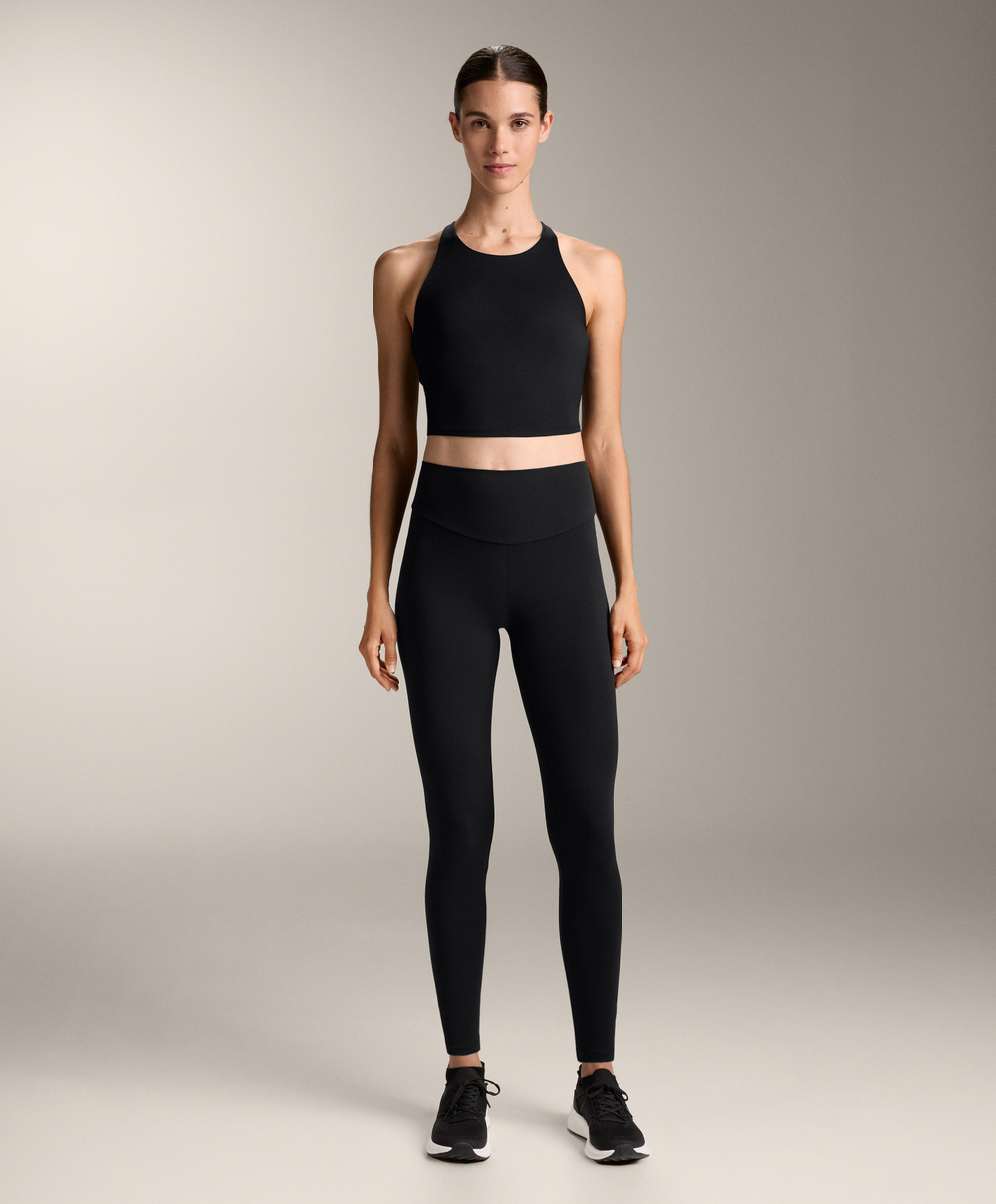 Oysho Майка Comfortlux с чашками и полосками на спине, черный