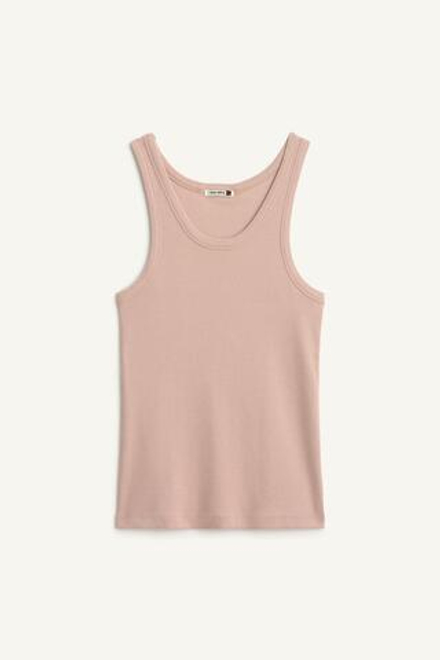 ZARA ТОП В РУБЧИК ИЗ ХЛОПКА, БЛЕДНО-РОЗОВЫЙ