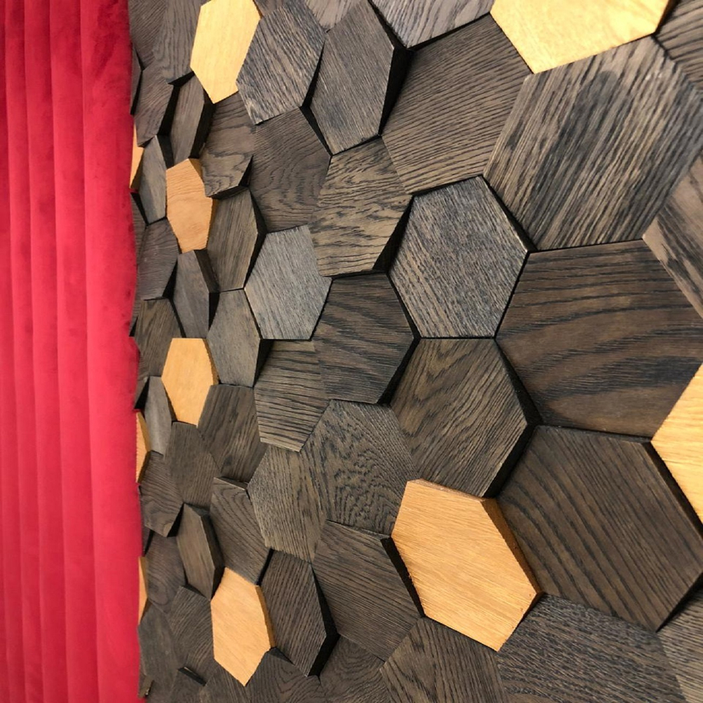 Деревянная мозаика для стен Wood Mosaic Соты спил