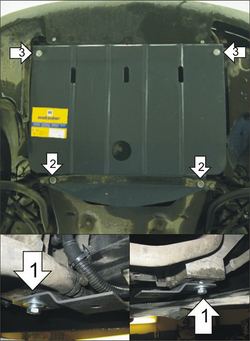 Защита картера Двигателя, КПП. 2 мм, Сталь. для Citroen C5 2001-2004 MOTODOR.00403
