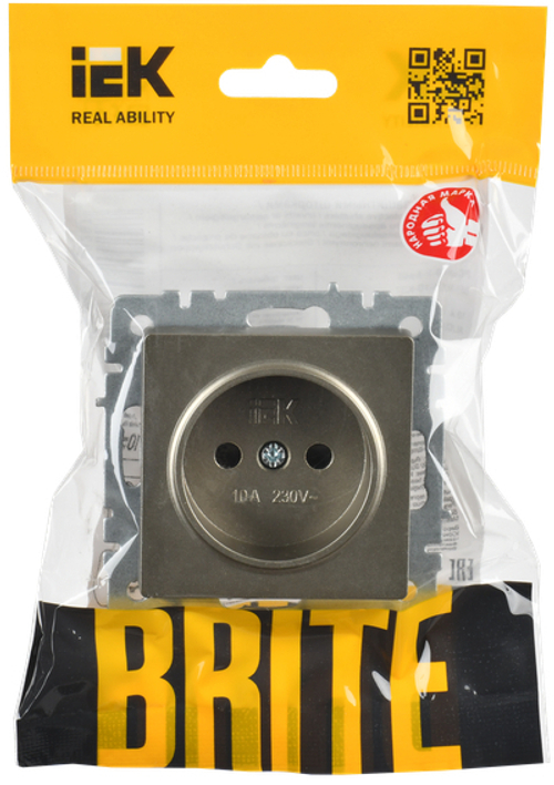 BRITE Розетка 1-местная без заземления с защитными шторками 10А РСш10-2-БрШ шампань IEK