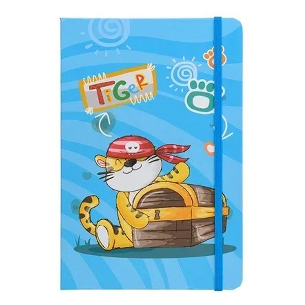 Блокнот детский Basir на резинке, формат А5, серия "Тигры", переплет 7БЦ, 21*14 см, 80 листов, ассорти