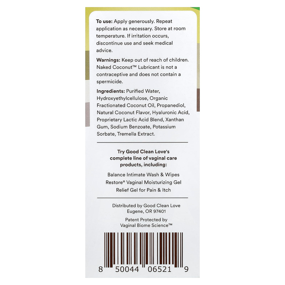 Good Clean Love, персональная смазка, Naked Coconut™, 88 мл (3 жидк. унции)