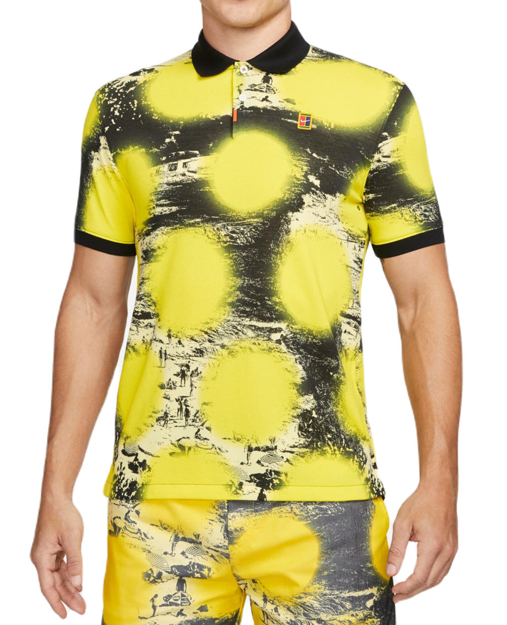 Теннисное поло Nike Polo Printed Slim-Fit Polo - Yellow