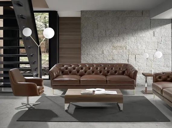 Поворотное кресло Angel Cerda 5093 из коричневой кожи