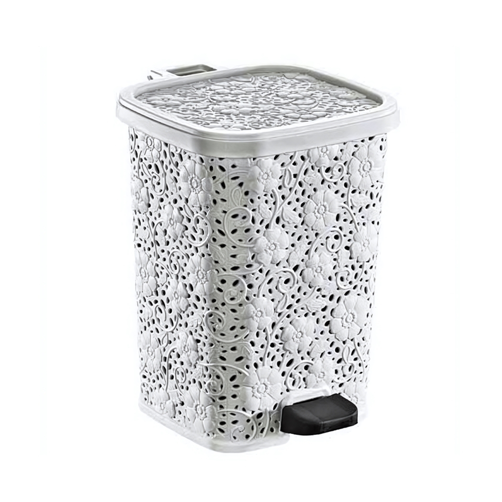 Мусорное ведро с педалью 12 лт АЖУРНОЕ белый