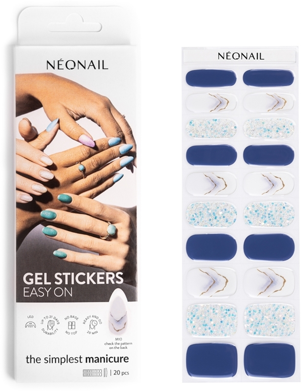 NEONAIL Easy On Gel Stickers - наклейки для ногтей, 20 шт.