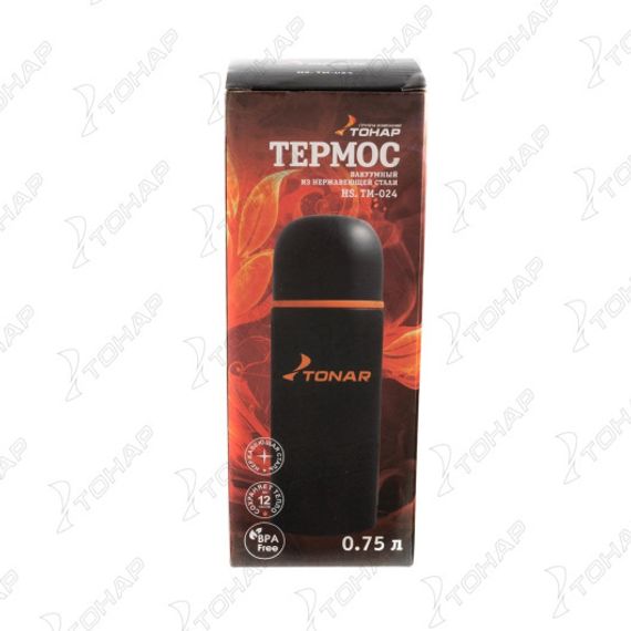 Термос TONAR 750ML HS.TM-024 черный (дополн.пласт.чашка) TONAR