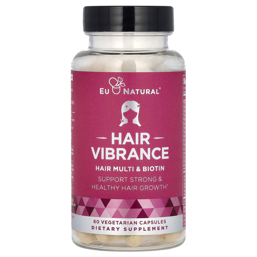 Eu Natural, Hair Vibrance, мультивитамины для волос и биотин, 60 вегетарианских капсул