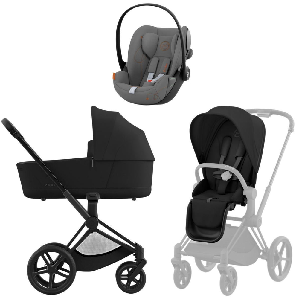 Коляска Cybex Priam IV Matt Black complete и автокресло Cloud G i-Size Lava Grey 3 в 1 Sepia Black
