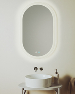 Овальное зеркало для ванной Mervi со LED подсветкой и защитой от запотевания 80 x 50 см